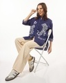 Shop Women's Blue Spirit Of Tiger Graphic Printed Oversized Shirt-Full