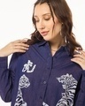 Shop Women's Blue Spirit Of Tiger Graphic Printed Oversized Shirt