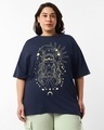 Shop Women's Blue Stardust Soul Graphic Printed Oversized Plus Size T-shirt-Front