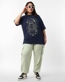 Shop Women's Blue Stardust Soul Graphic Printed Oversized Plus Size T-shirt-Full