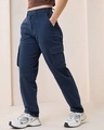 Shop Women's Blue Straight Cargo Pants-Front