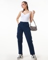 Shop Women's Blue Straight Cargo Pants-Full