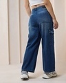 Shop Women's Blue Baggy Straight Fit Cargo Jeans-Design