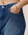 Shop Women's Blue Baggy Straight Fit Cargo Jeans