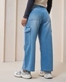 Shop Women's Blue Baggy Straight Fit Cargo Jeans-Design