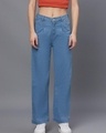 Shop Women's Blue Straight Fit Jeans-Front