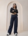 Shop Women's Blue Baggy Straight Fit Plus Size Jeans-Full