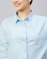 Shop Women's Blue Drop Shoulder Crop Shirt