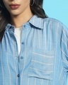 Shop Women's Blue Striped Oversized Shirt