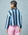Shop Women's Blue Striped Oversized Polo T-shirt-Design