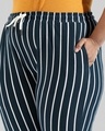 Shop Women's Blue Striped Skinny Fit Plus Size Track pants