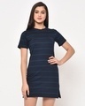 Shop Women's Blue Striped Slim Fit Bodycon Dress-Front