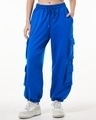 Shop Women's Blue Super Loose Fit Joggers-Front