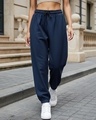 Shop Women's Blue Super Loose Fit Joggers-Front