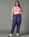Shop Women's Blue Oversized Plus Size Joggers-Full