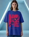 Shop Women's Blue Superman Graphic Printed Oversized T-shirt-Front