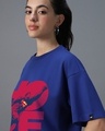 Shop Women's Blue Superman Graphic Printed Oversized T-shirt