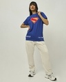 Shop Women's Blue Superman Logo Graphic Printed Boyfriend T-shirt-Full