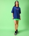 Shop Women's Blue T&J Scare Graphic Printed Oversized T-shirt