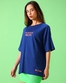 Shop Women's Blue T&J Scare Graphic Printed Oversized T-shirt-Full