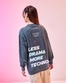 Shop Women's Blue Techno Rave Graphic Printed Oversized Sweatshirt-Front