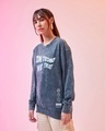 Shop Women's Blue Techno Rave Graphic Printed Oversized Sweatshirt-Full