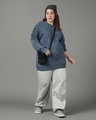 Shop Women's Blue Textured Oversized Plus Size Sweatshirt