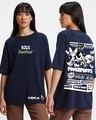 Shop Women's Blue The Powerpuff Girls Poster Graphic Printed Oversized T-shirt-Front