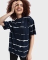 Shop Women's Blue Tie & Dye Oversized T-shirt-Front
