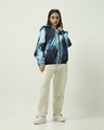 Shop Women's Blue Tie & Dye Oversized Windcheater Jacket-Full