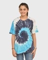 Shop Women's Blue Tie & Dye Relaxed Fit T-shirt-Front