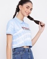 Shop Women's Blue Tie & Dye Crop Polo T-shirt-Design