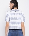 Shop Women's Blue Tie & Dye Crop Polo T-shirt-Full