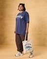 Shop Women's Blue Tomorrow Typography Oversized Plus Size T-shirt-Full