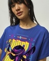 Shop Women's Blue Trance the night away Graphic Printed Boyfriend T-shirt