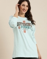 Shop Women's Blue Typographic Oversized T-Shirt-Design