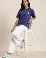 Shop Women's Blue Typographic Oversized T-shirt-Full