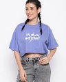 Shop Women's Blue Typography Loose Fit Crop T-shirt-Front