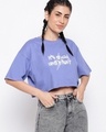 Shop Women's Blue Typography Loose Fit Crop T-shirt-Design