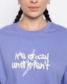 Shop Women's Blue Typography Loose Fit Crop T-shirt