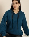 Shop Women's Blue Typography Oversized Hoodie