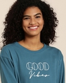 Shop Women's Blue Typography Oversized Sweatshirt-Full