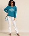 Shop Women's Blue Typography Oversized Sweatshirt