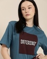Shop Women's Blue Typography Oversized T-shirt-Design