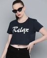 Shop Women's Blue Typography T-shirt-Front