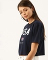 Shop Women's Blue Typography T-shirt-Design