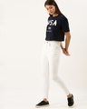 Shop Women's Blue Typography T-shirt