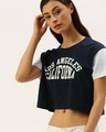 Shop Women's Blue Typography T-shirt-Front