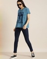 Shop Women's Blue Typography T-shirt