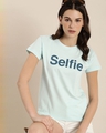 Shop Women's Blue Typography T-shirt-Front